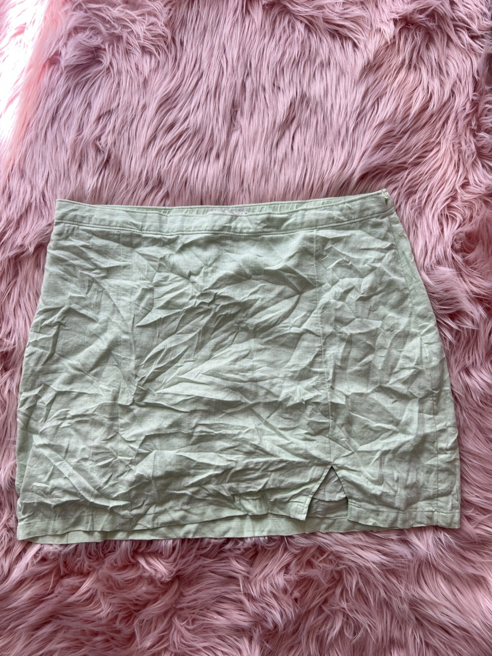 Abercrombie & Fitch Light Sage Women's Linen-Blend Skirt XL